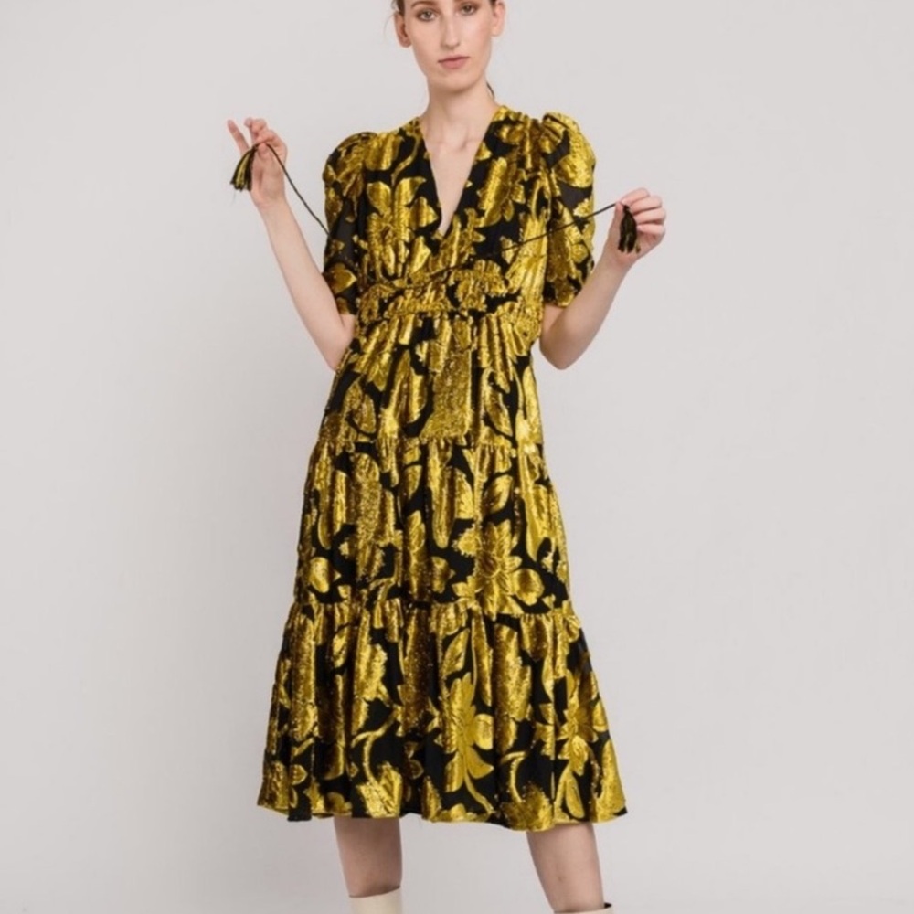 NWT ULLA JOHNSON Loretta Midi Dress Velvet Sz 0